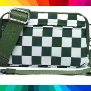 LGS Olive Green Checkered Zipette RFID protected Crossbody, Wristlet or Wallet